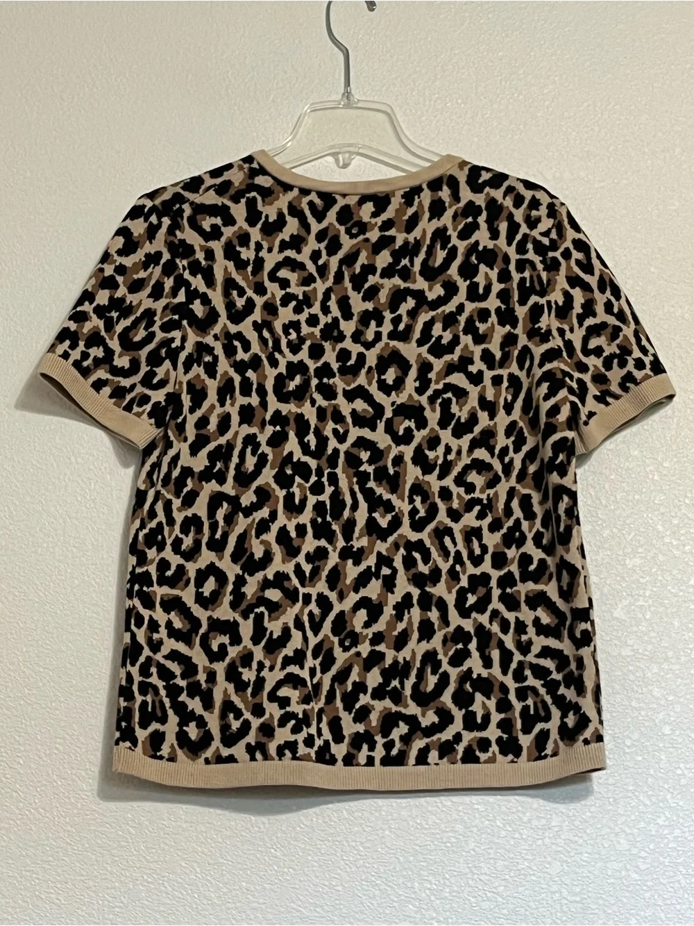 J Crew Leopard Print Short Sleeve Sweater Knit Top Size Medium - Picture 5 of 8